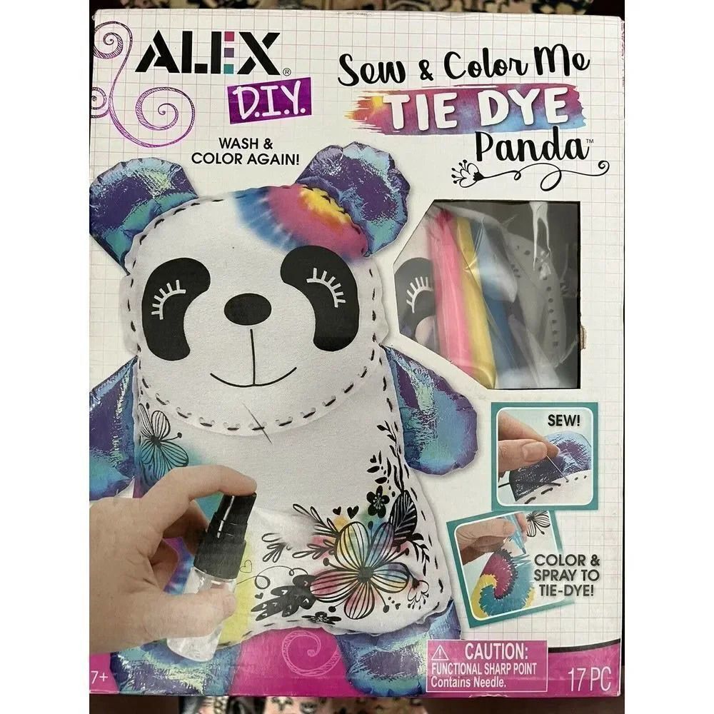 Alex Sew & Color Me Tie Dye Panda Kit D.I.Y Wash and Color Again 17 Pc Ages 7+